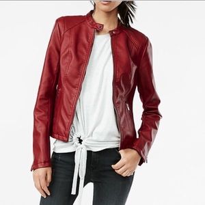 EXPRESS Red Vegan Leather Jacket